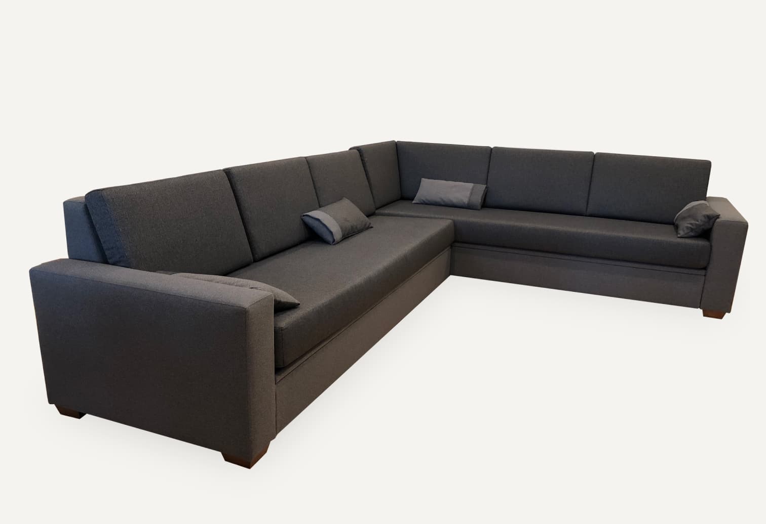 double L form sofa sectional covered with cat friendly fabric