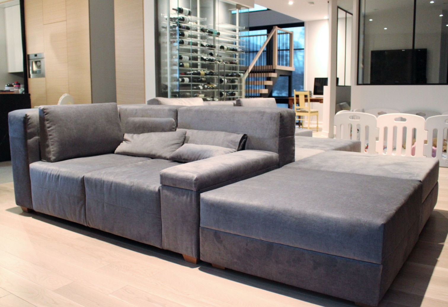 double sided sofa Sectional Bespoke Custom Made velvet covered