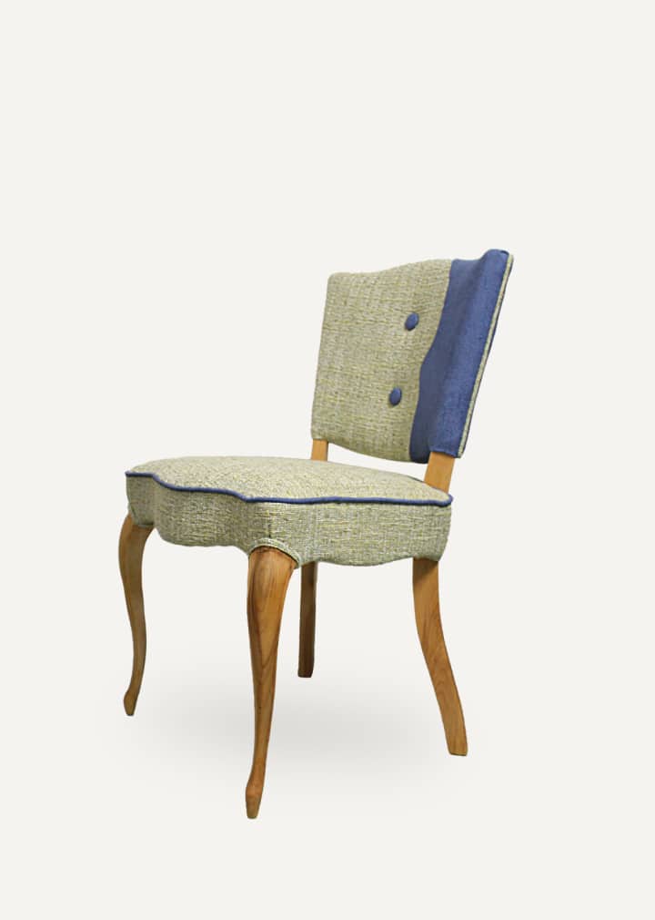 Reupholstery recycled renew Creation patchwork antique dinning chair