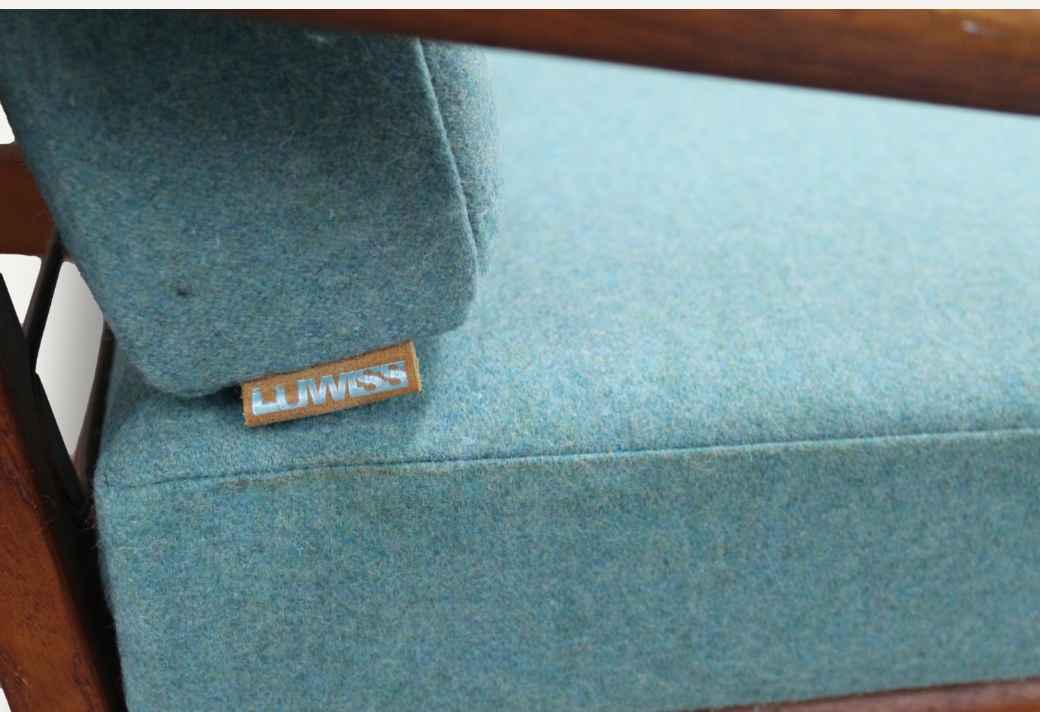reupholstery danish mid century armchair tag logo Luwiss