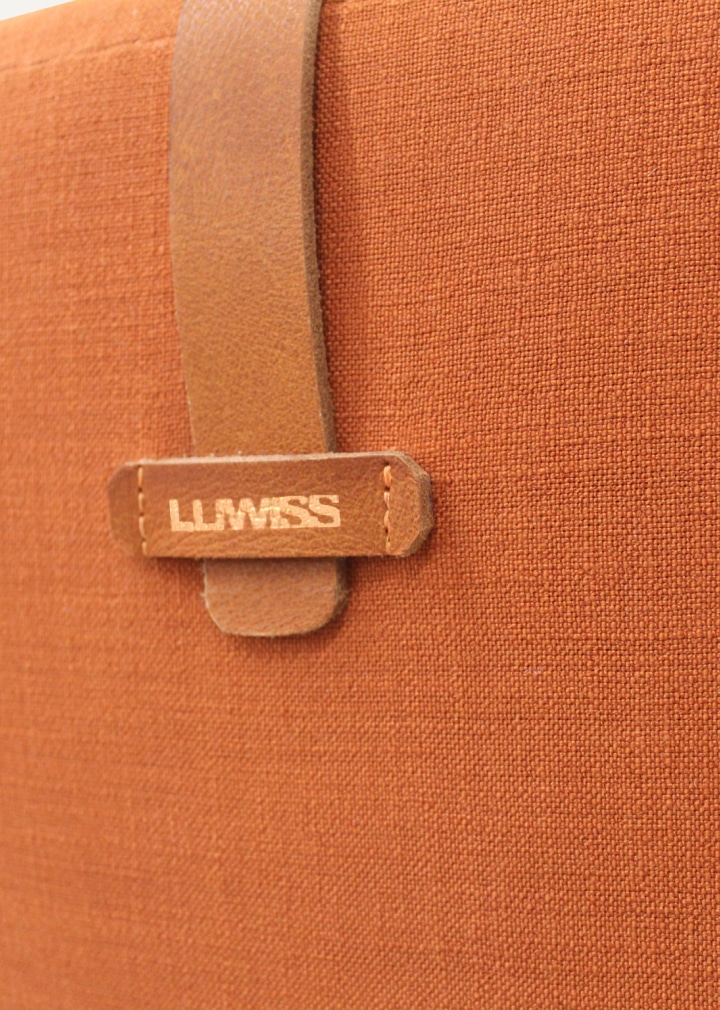 reupholstery Danish style mid century antique rotating armchair tag logo Luwiss