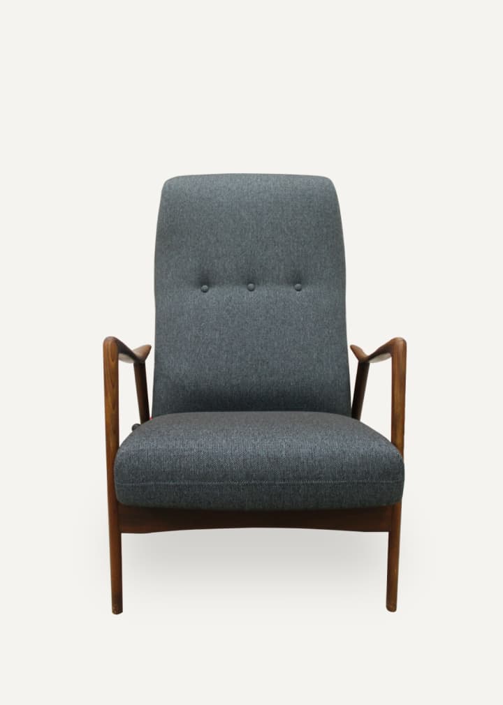reupholstery Danish mid century modern rocking armchair