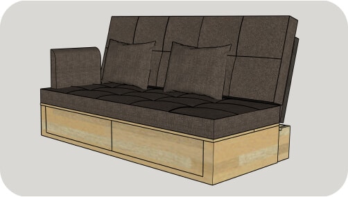 Croquis 3D d'un Sofa-lit sur Mesure