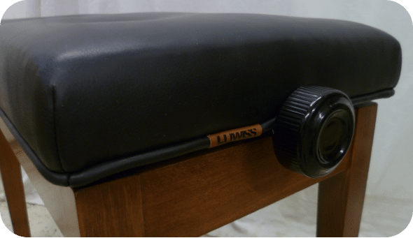 close-up of a seat covered in black full-grain leather